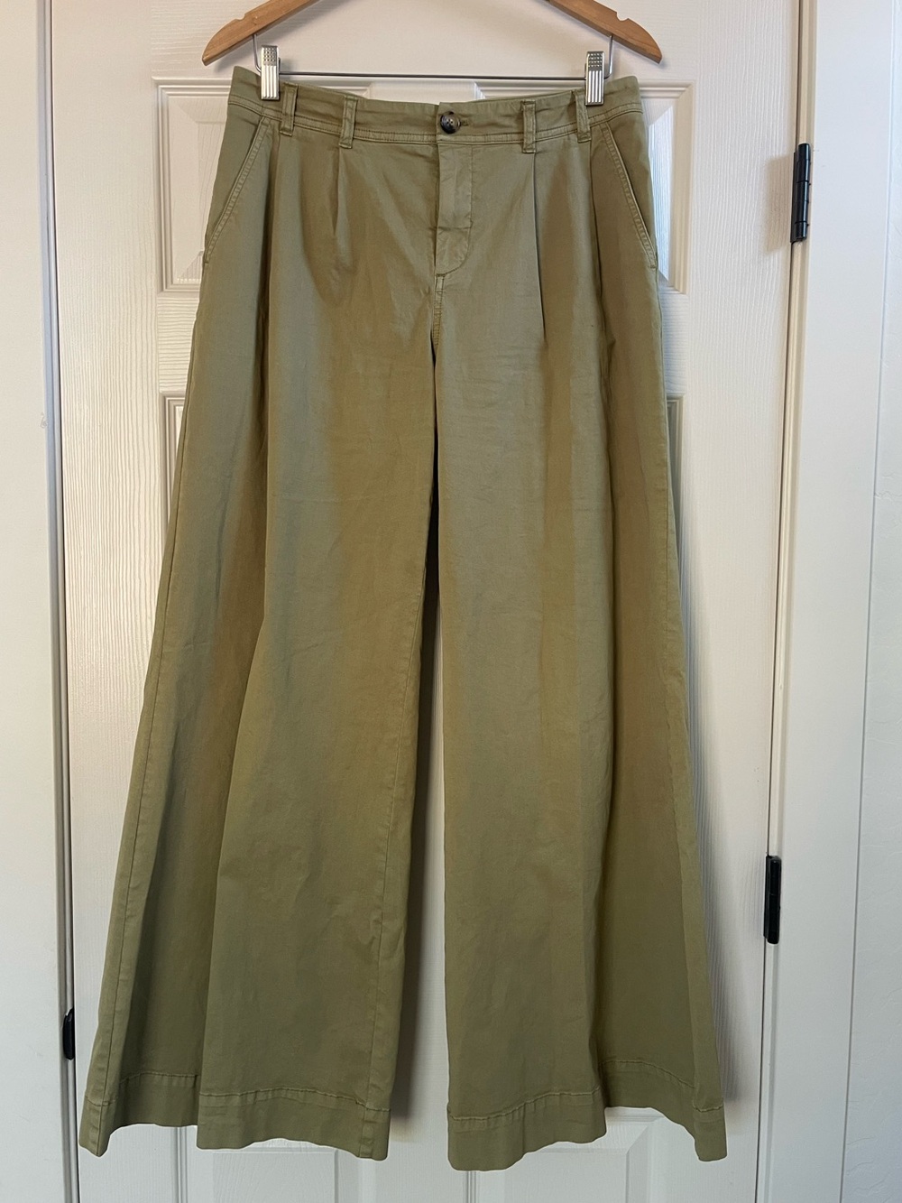 Women’s Anthropologie Pleated Wide Leg Pants Pleated Olive Green Size 8